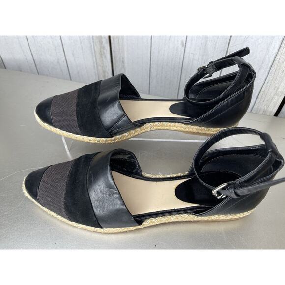 NINE WEST Ubetchao Black Faux Leather Ankle Strap Espadrille Flats Women’s 8 - Picture 1 of 5